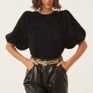 LPA Bonnie Sweater Black Puff Sleeve Size XS